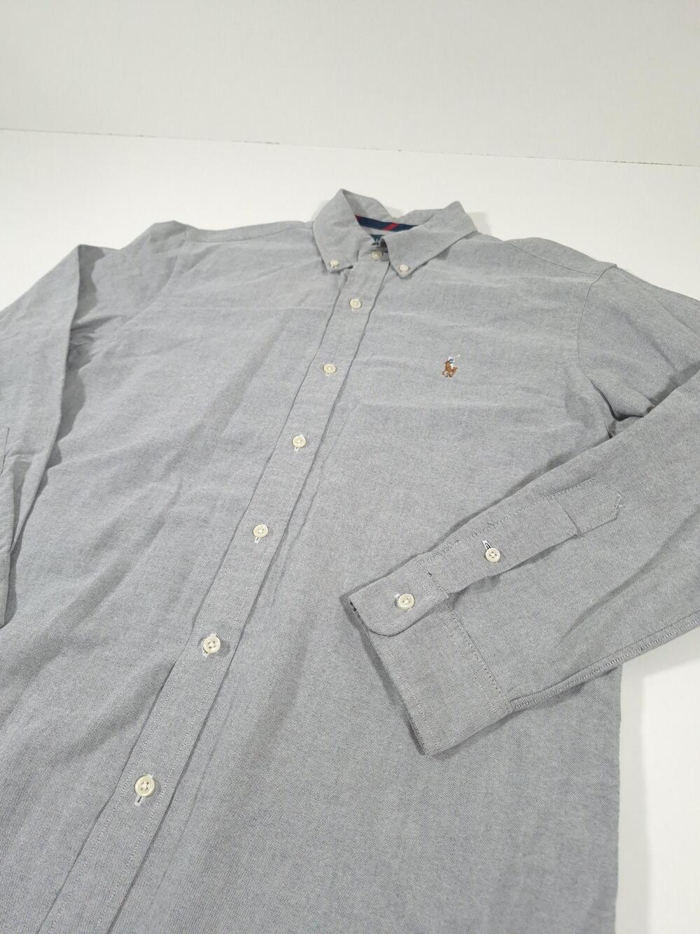 Ralph Lauren Shirt Men's M Gray Classic Fit Long Sleeve Button Down Flesh Pony